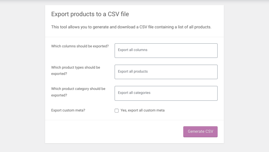 将 WooCommerce 产品导出到 CSV