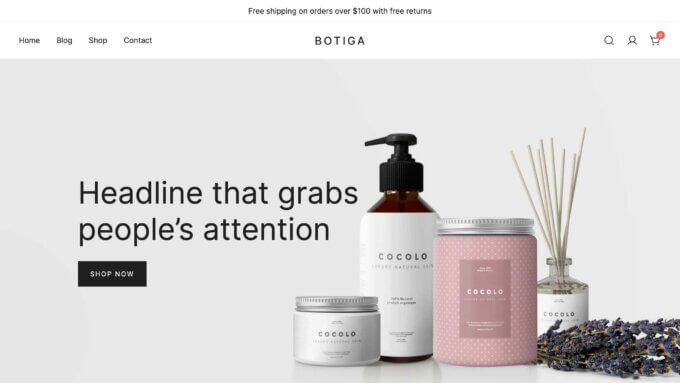 Botiga minimal WooCommerce teması.