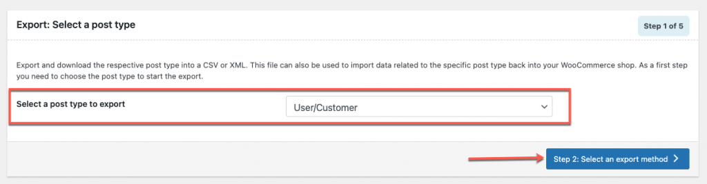 Type d'exportation de l'utilisateur dans l'utilisateur d'exportation d'importation dans wordpress