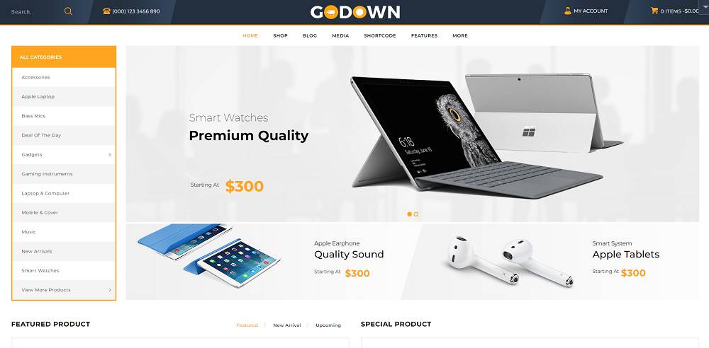 GoDown - Elektronik WooCommerce Teması