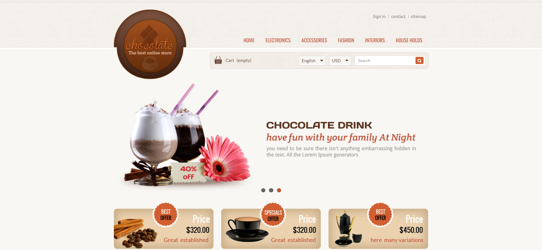 Chocolate - Food Restaurant Prestashop テーマ