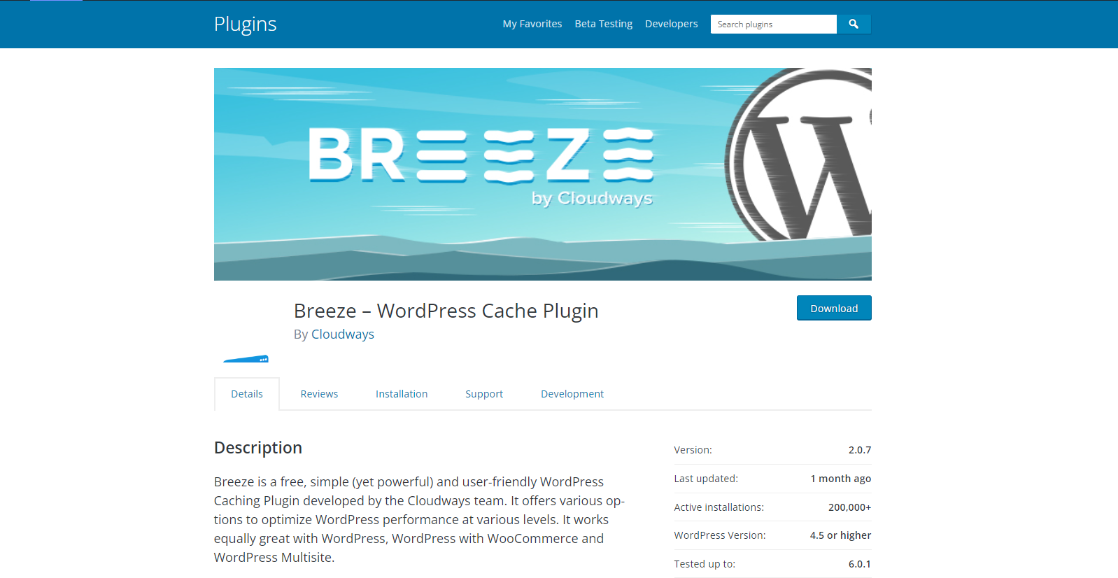 Breeze - ملحقات ذاكرة التخزين المؤقت لـ WordPress