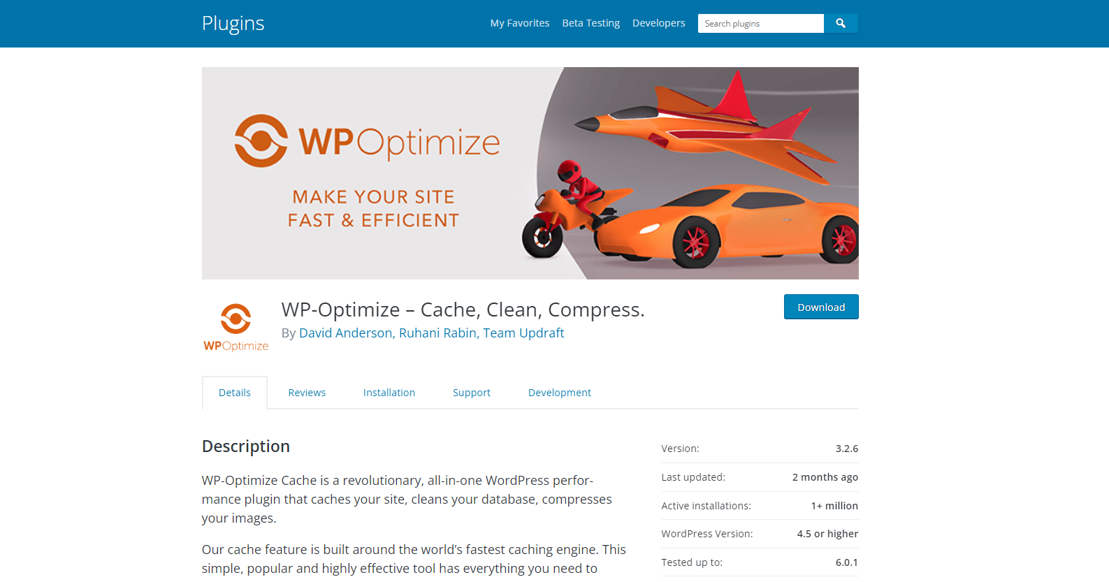 WP Optimize - ملحقات ذاكرة التخزين المؤقت لـ WordPress