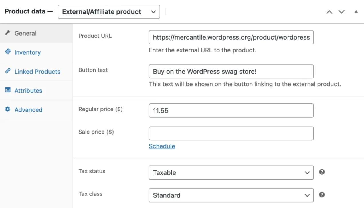 adicionando um produto afiliado com WooCommerce