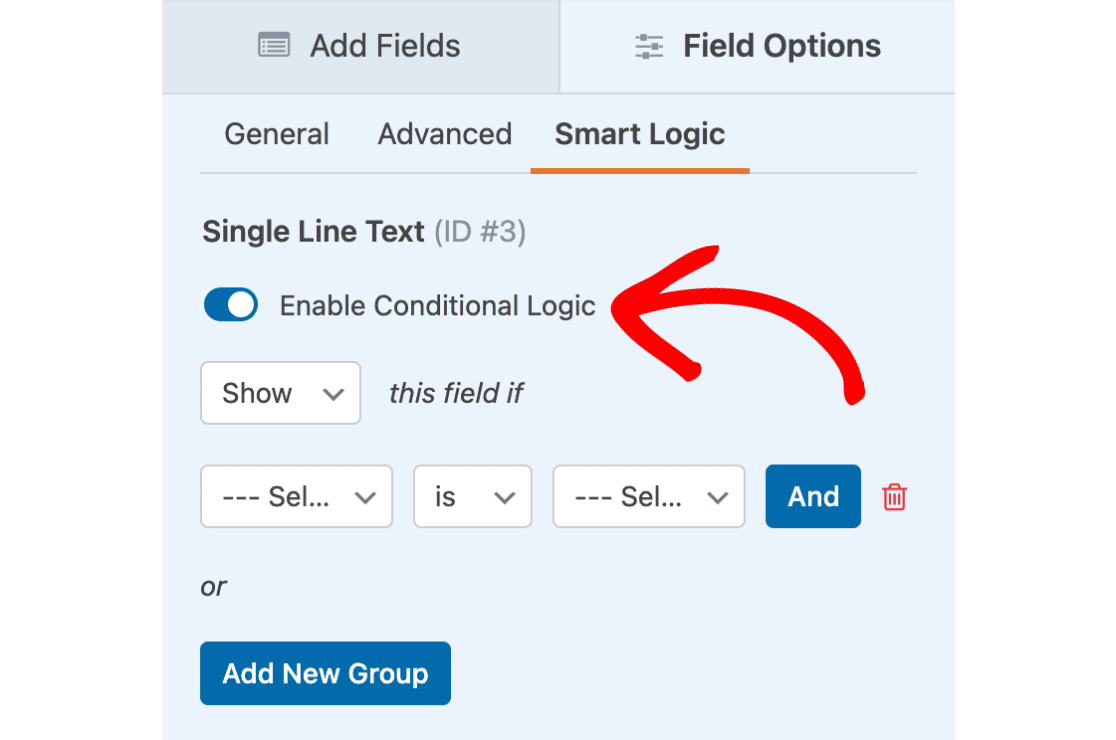 Abilita la logica condizionale per un campo