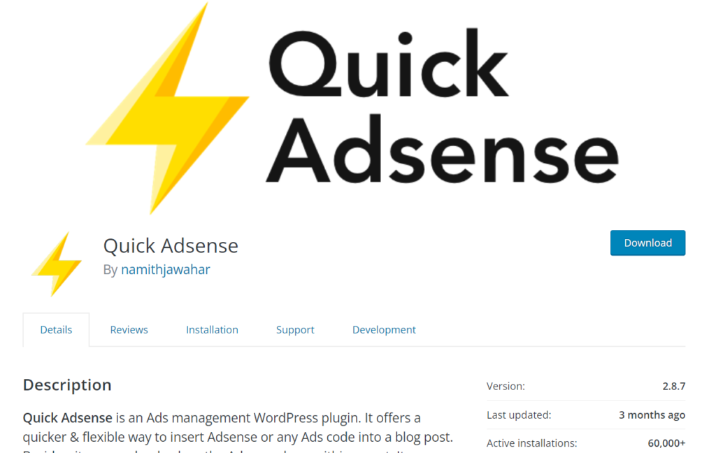 Plug-in rápido do AdSense para WordPress