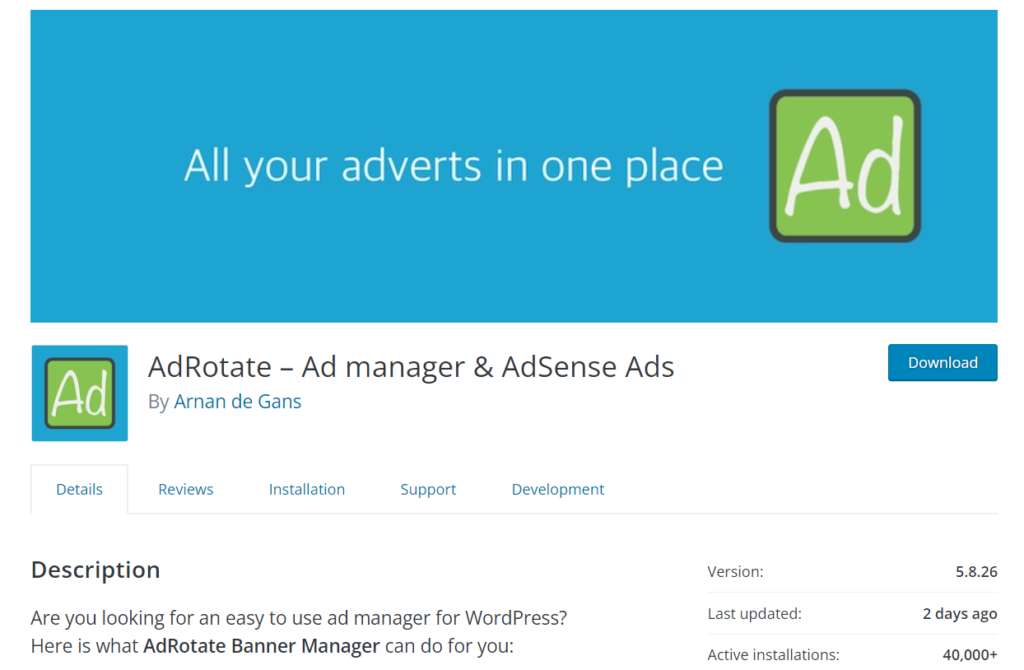 Plugin AdRotate Ad Manager