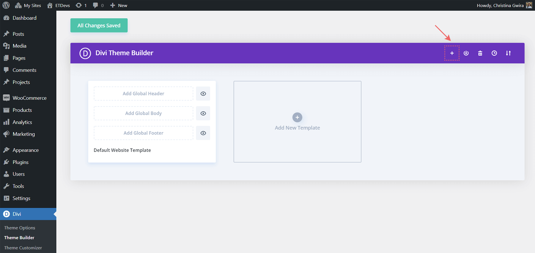 Inicie sesión en Divi Cloud a través de la biblioteca Divi Theme Builder