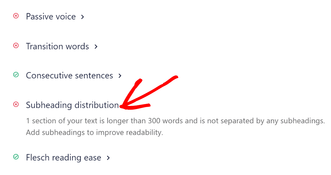 subheading distribution