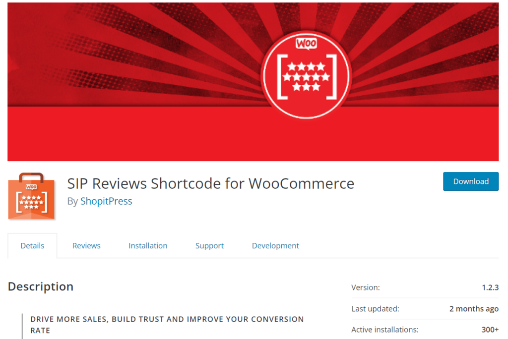 avis sip - Plugins de codes courts WooCommerce