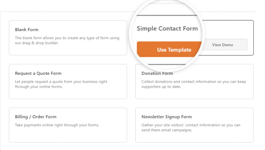 semplice modello di modulo di contatto