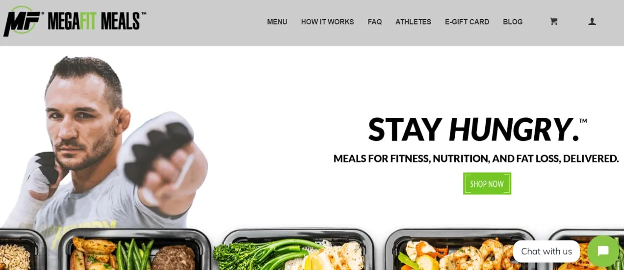 การออกแบบหน้าแรกของ MegaFit Meals