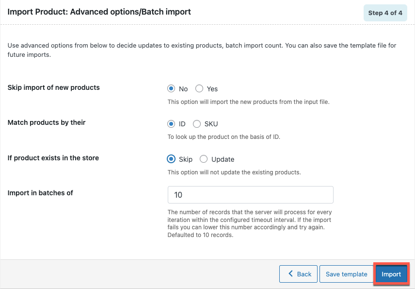 importer à l'aide d'options avancées d'un plugin gratuit