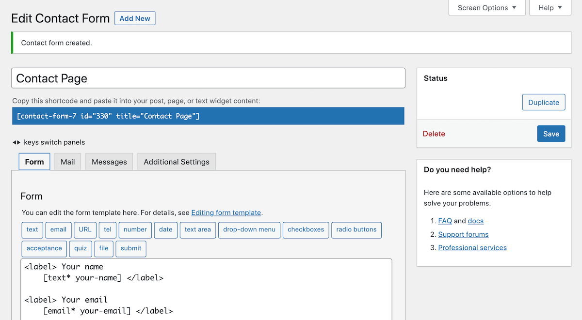 Formularul de contact 7 Shortcode