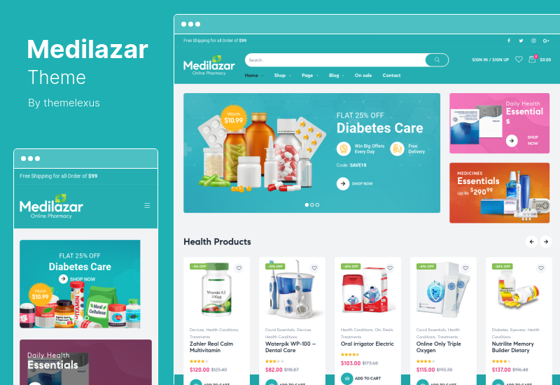 Tema Medilazar - Tema Farmacie Medicală WooCommerce