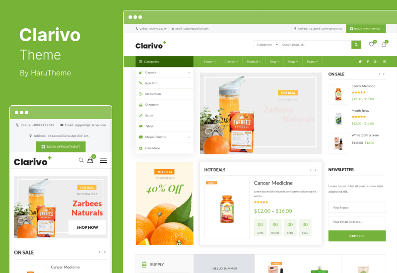 Clarivo Theme — тема WordPress для аптек и медицины