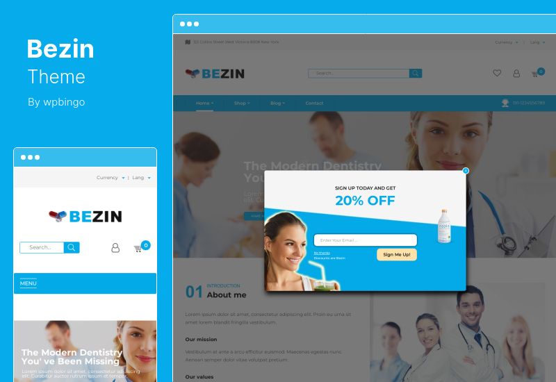 موضوع Bezin - موضوع WooCommerce الصيدلة والصحة