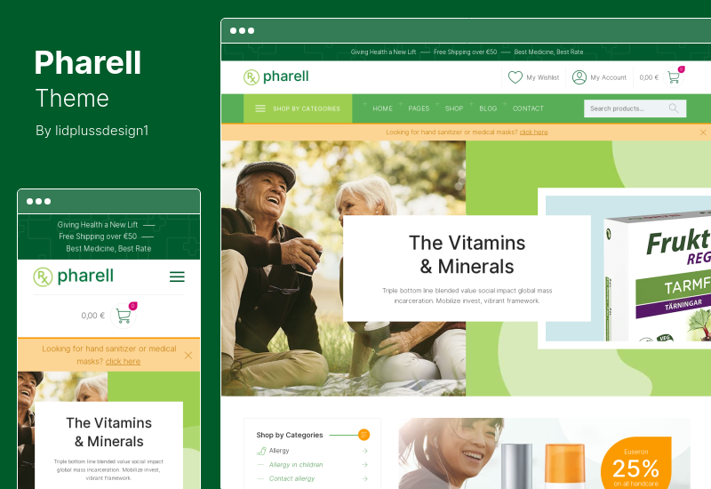 Tema Pharell - Tema WooCommerce magazin medical și farmacie