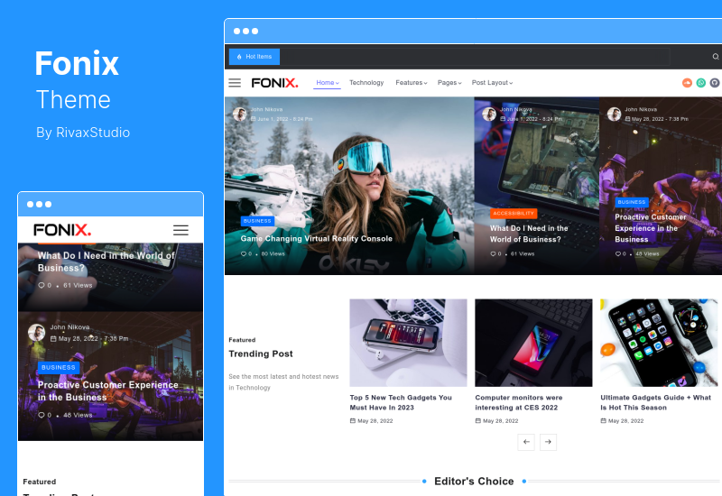 Fonix Theme - หนังสือพิมพ์และนิตยสาร WordPress Theme