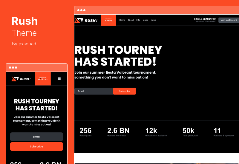 ธีม Rush - ธีม WordPress Esports & เกม