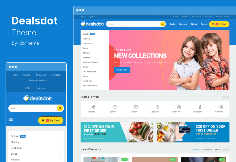 ธีม Dealdot - ตลาดผู้ขายหลายราย ธีม WooCommerce