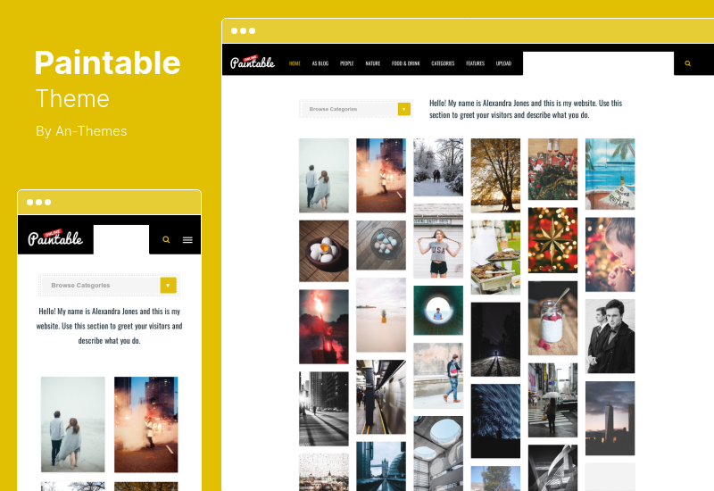 Paintable Theme - Fotografie und Blog / Fotos WordPress Theme herunterladen