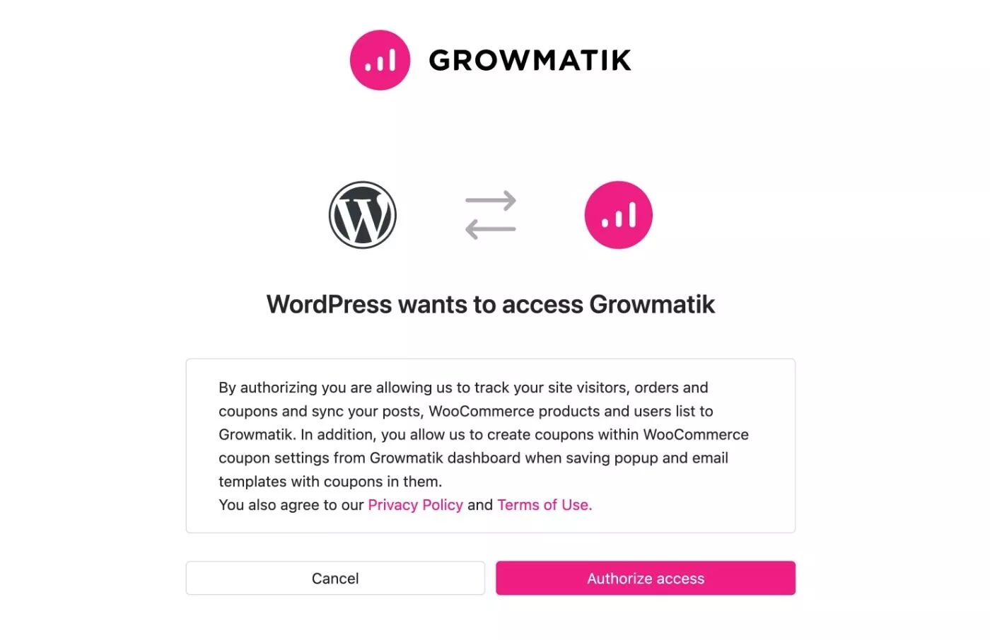 Growmatik WordPress-Authentifizierung