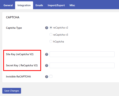 คีย์ reCAPTCHA ป้องกันการลงทะเบียนสแปม WordPress