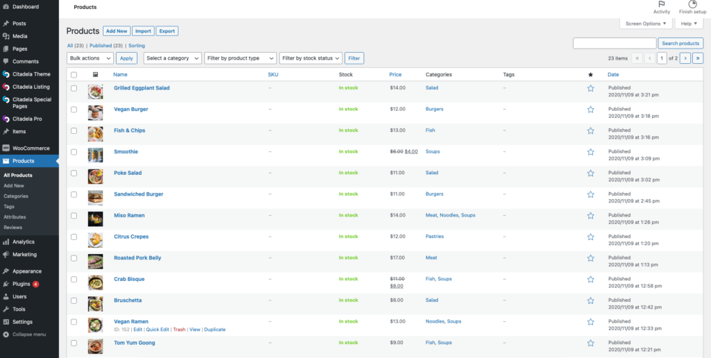 Consegna cibo WooCommerce