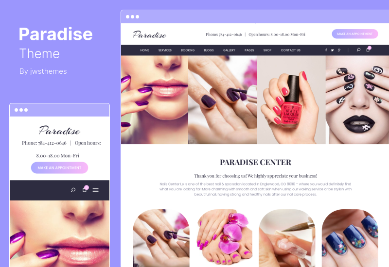 Paradise Theme - Mehrzweck-WordPress-Theme für Spa & Beauty