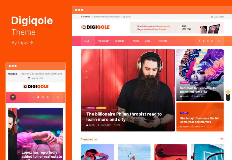 Digiqole Theme - นิตยสารข่าว WordPress Theme