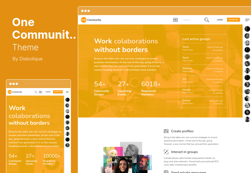 Tema OneCommunity - Tema WordPress per l'iscrizione a BuddyPress