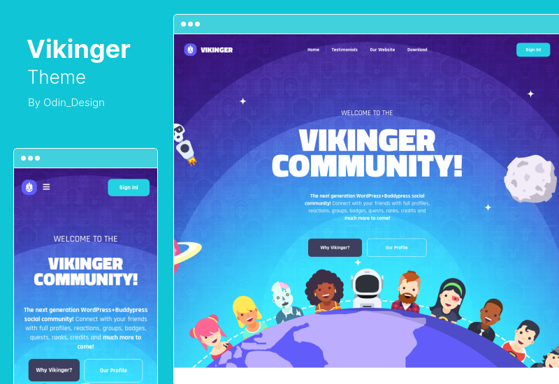 Vikinger テーマ - BuddyPress と GamiPress ソーシャル コミュニティの WordPress テーマ