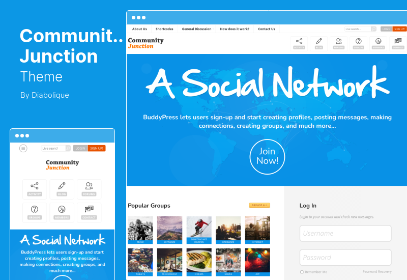 Tema CommunityJunction - Tema WordPress per l'iscrizione a BuddyPress