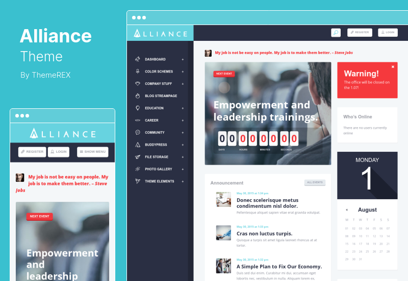 Alliance Theme - อินทราเน็ตและเอ็กซ์ทราเน็ต WordPress Theme