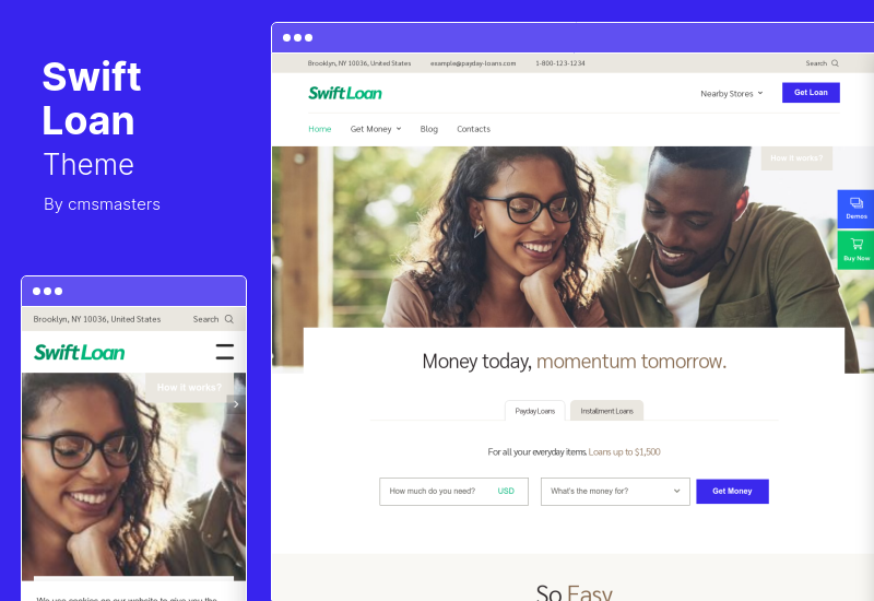 Swift Loan テーマ - Payday & Banking Finance WordPress テーマ