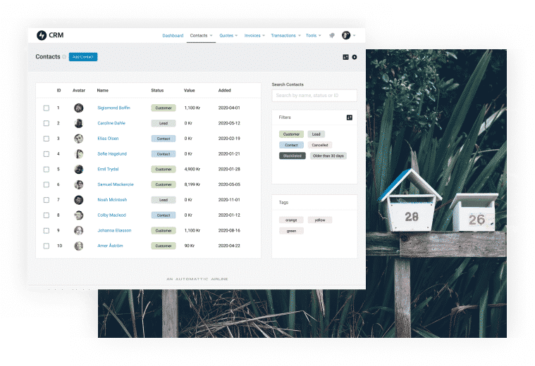 Jetpack CRM ที่ใช้งานอยู่