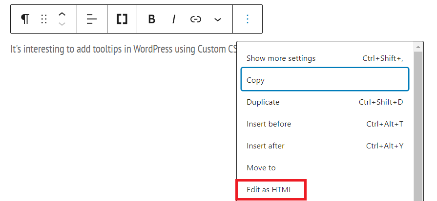 Edit sebagai HTML untuk menambahkan tooltips