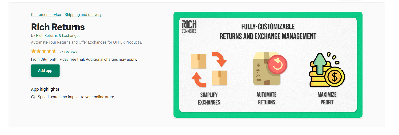 Rich Returns - Apps de devoluções da Shopify