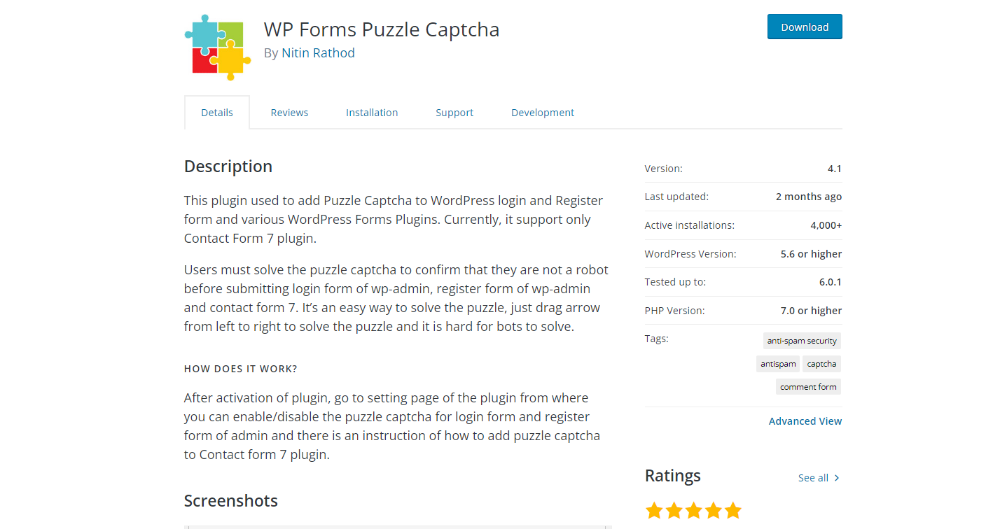 WP Forms Puzzle Captcha - wtyczka WordPress captcha