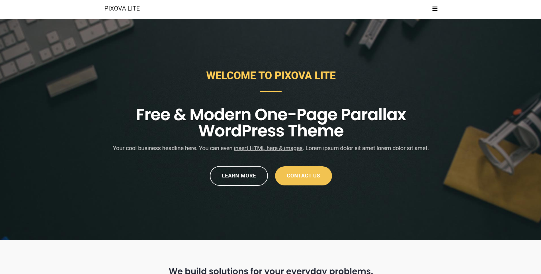 Pixova - tema WordPress halaman arahan gratis