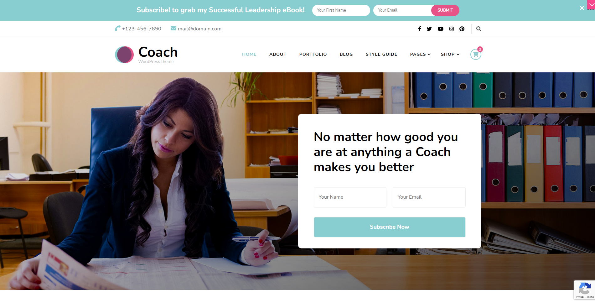 Blossom Coach - tema WordPress halaman arahan gratis