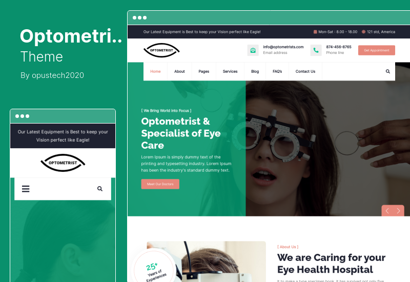 Optometrist Theme - WordPress-Thema für Optik und Augenpflege