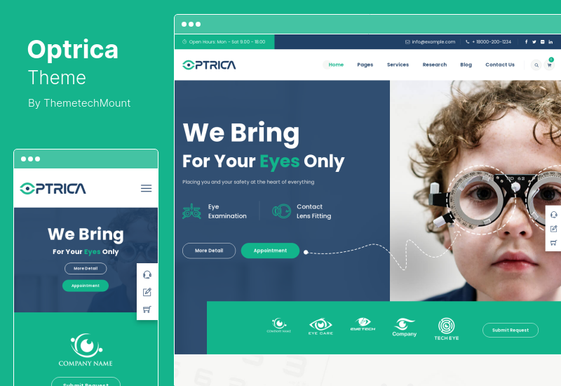 Optrica Theme – WordPress-Theme für Optiker und Augenpflege