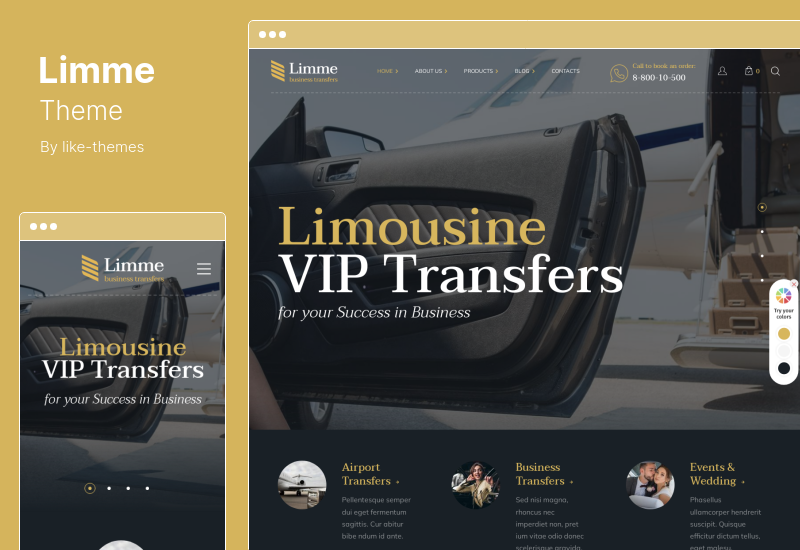 Tema Limme - Transferências de limusine e tema WordPress para revendedores de carros