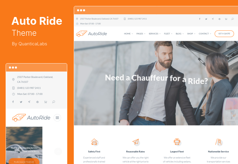 Tema AutoRide - Tema WordPress de reserva de limusine com motorista