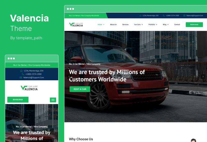 Tema Valência - Tema WordPress de aluguel de carros