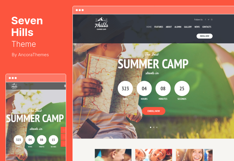 Thème SevenHills - Thème WordPress pour camp d'été de randonnée pour enfants