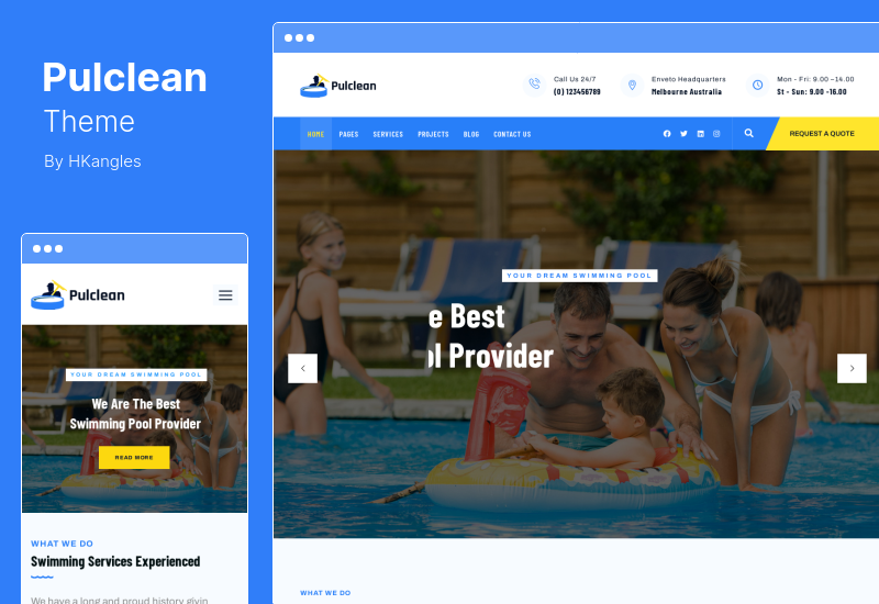 Thème Pulclean - Thème WordPress pour l'entretien et le nettoyage des piscines