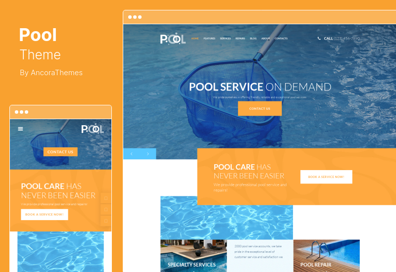 Thème de la piscine - Thème WordPress pour les services d'entretien et de nettoyage de piscine